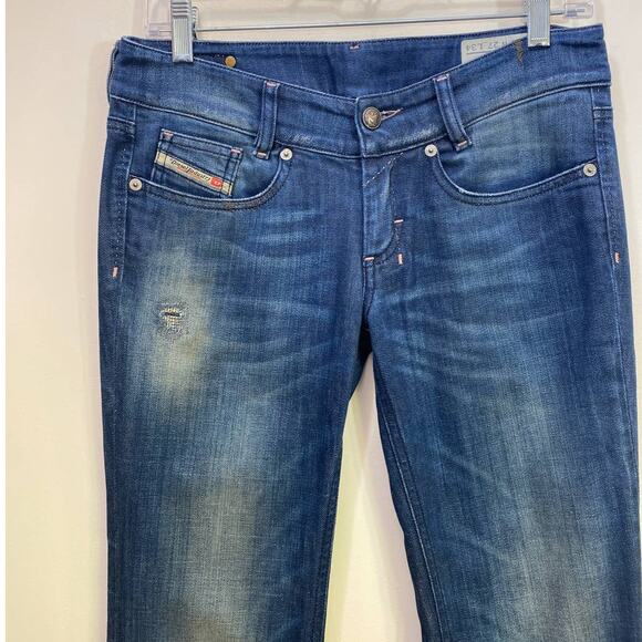 Diesel Louvely Flare Bottom Blue Wash Denim Jeans 27/34 - Picture 3 of 10